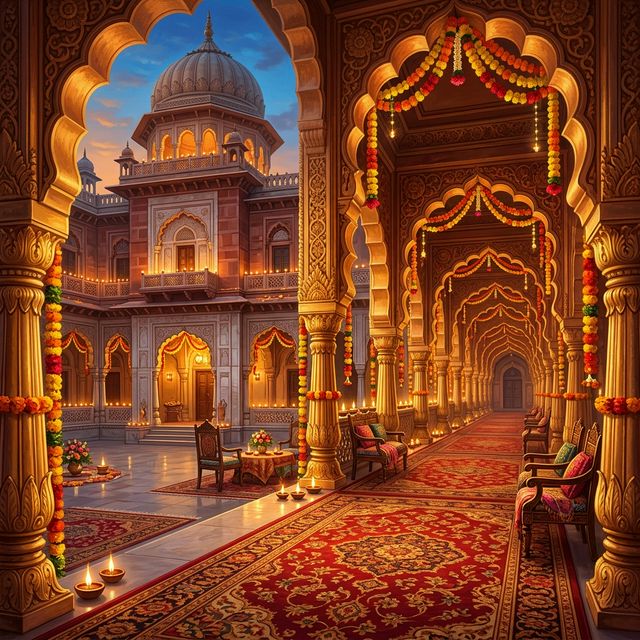 Palace venue decorated for Navratri Events Vadodara